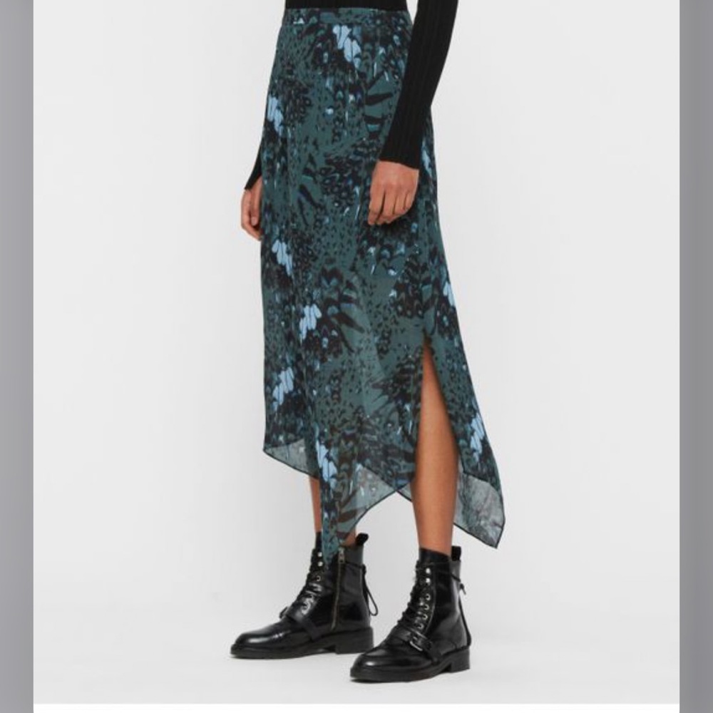 allsaints rhea plume skirt
